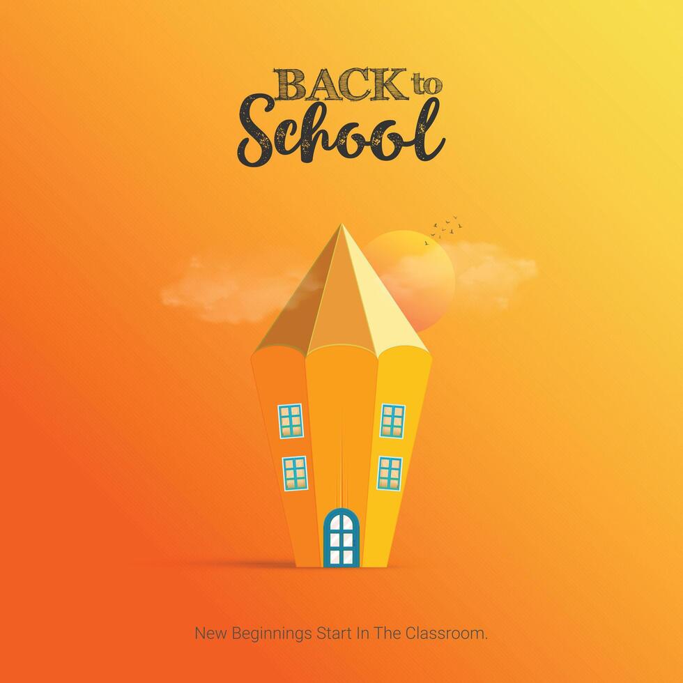 Back to School Creative Ads Design. Back to School, student and pencil educational elements icon isolated on Template for background. Back to School Poster, . illustration, August. Important day vector