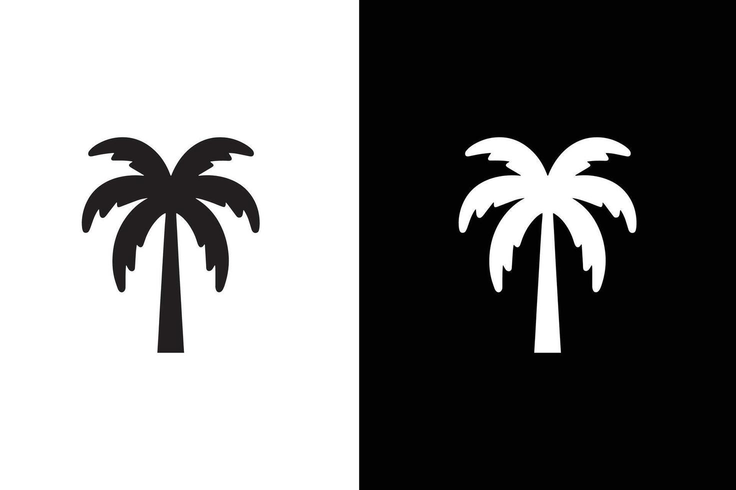 palm tree silhouette icon white black background vector