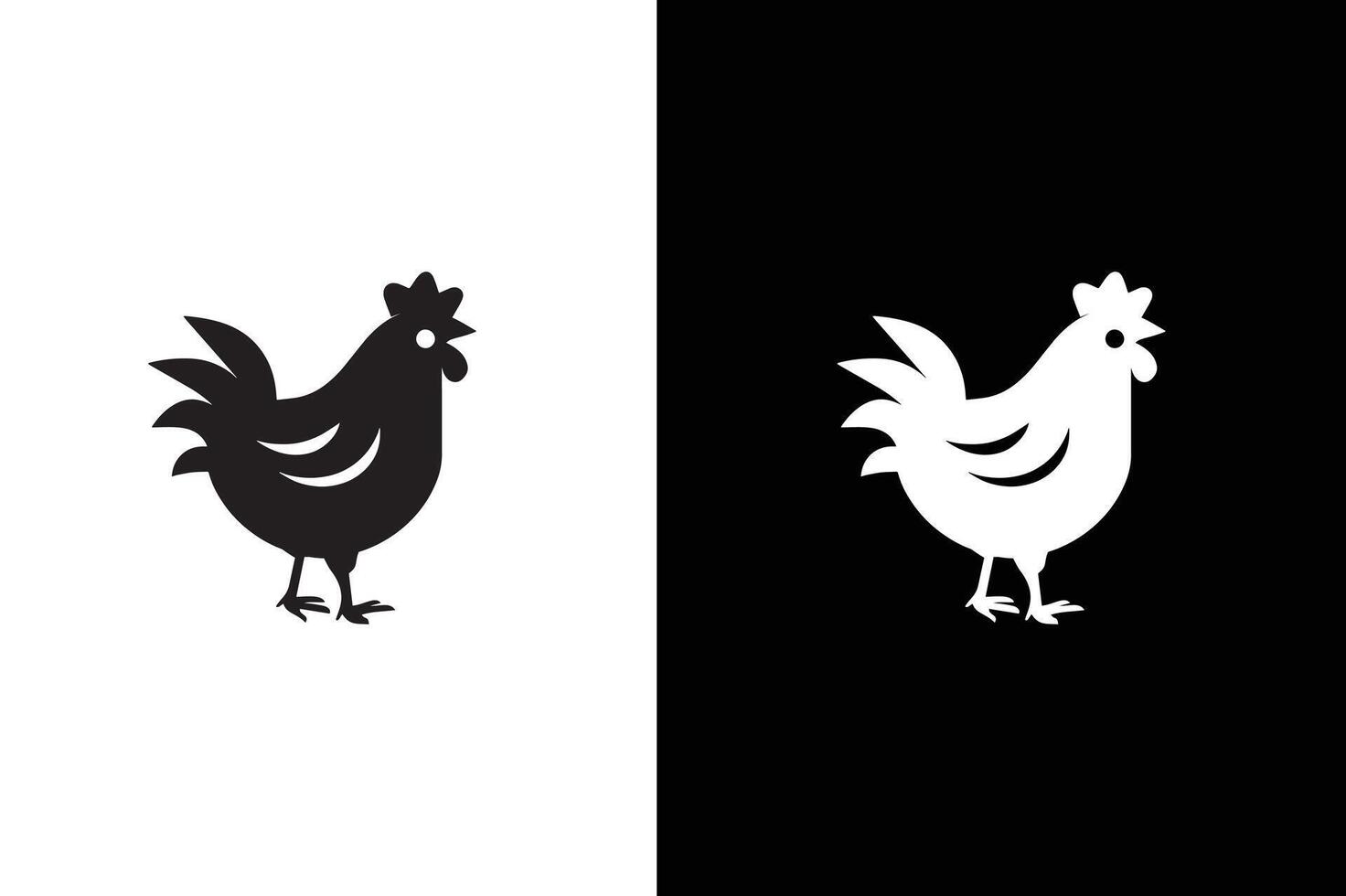 rooster isolated on white black background vector