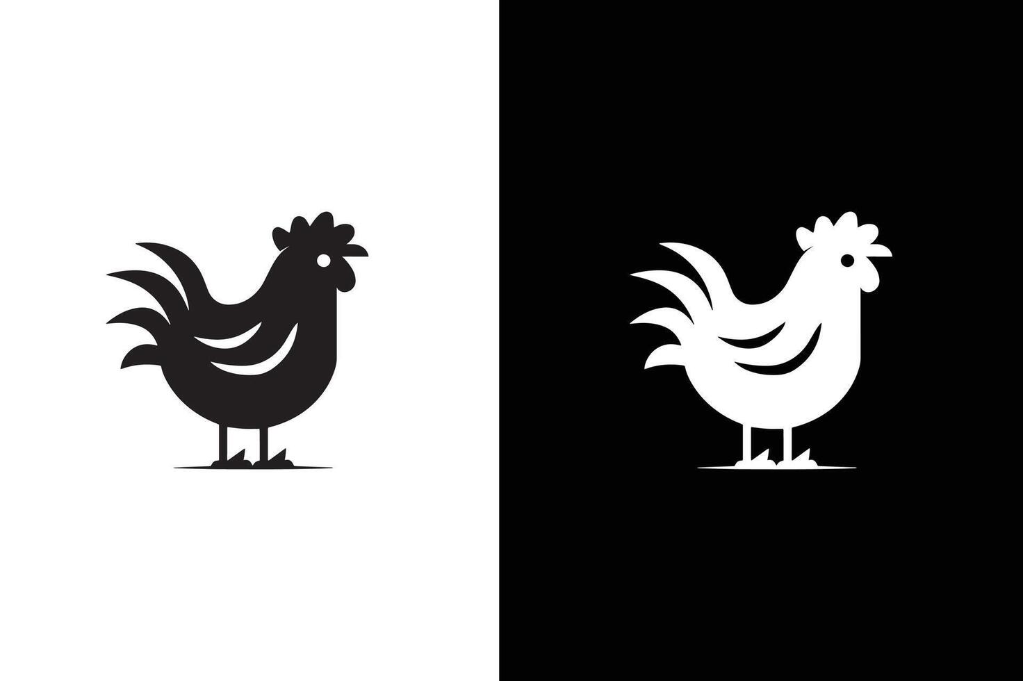 rooster isolated on white icon silhouette vector