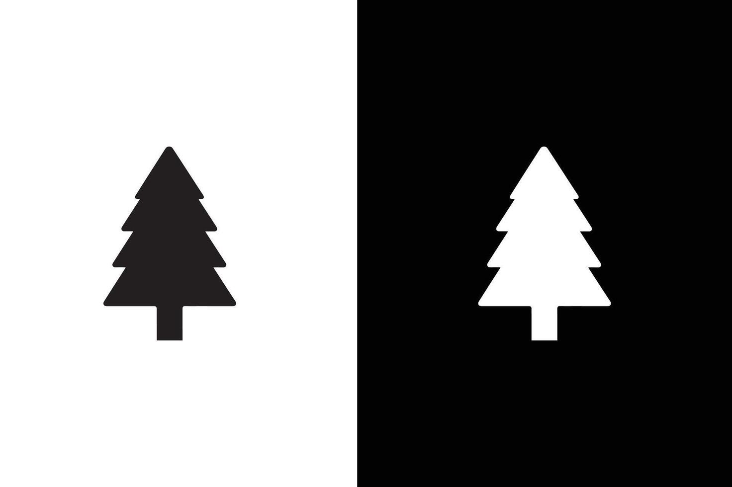 set of Christmas tree icon silhouette vector
