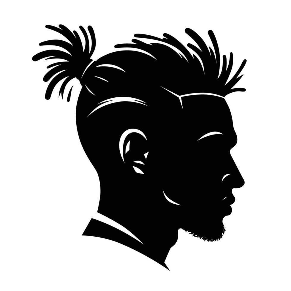 A minimalist black and white silhouette of a man's side profile vector