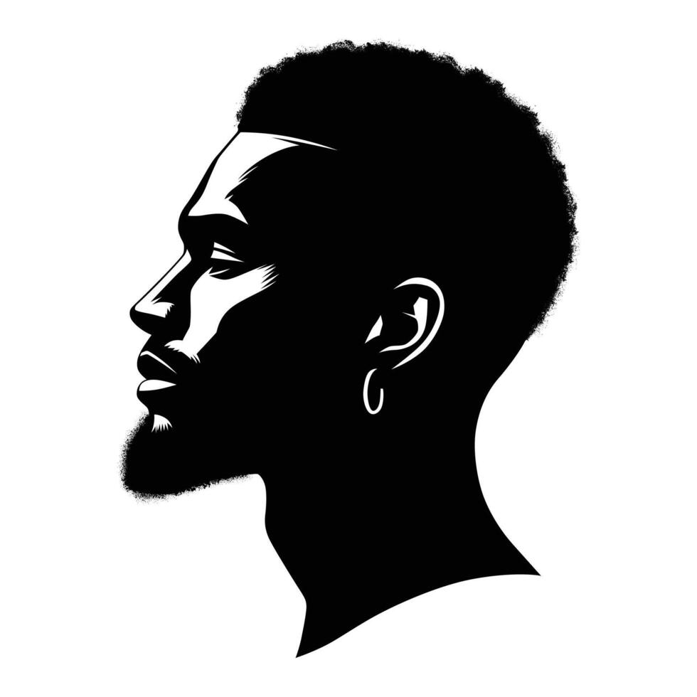 A minimalist black and white silhouette of a man's side profile vector