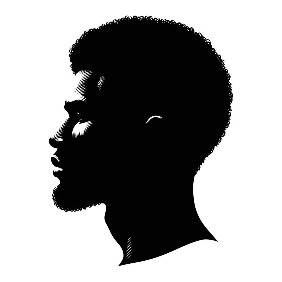 A minimalist black and white silhouette of a man's side profile vector