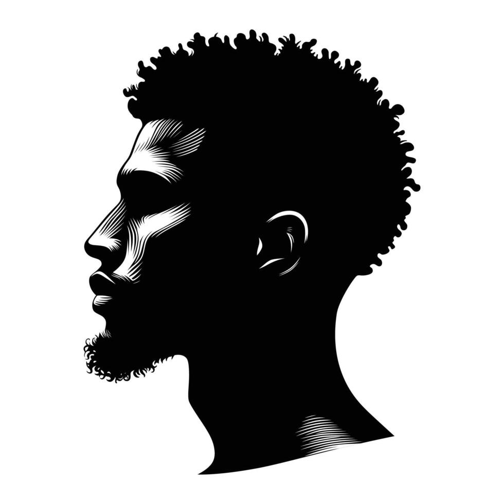 A minimalist black and white silhouette of a man's side profile vector