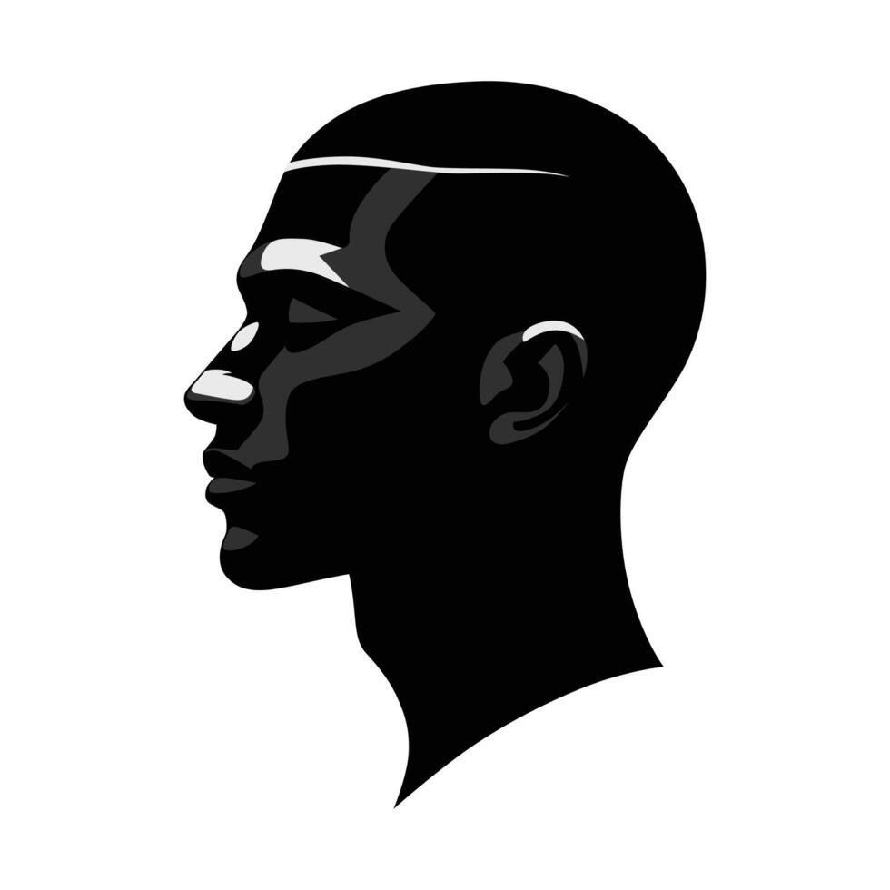 A minimalist black and white silhouette of a man's side profile vector