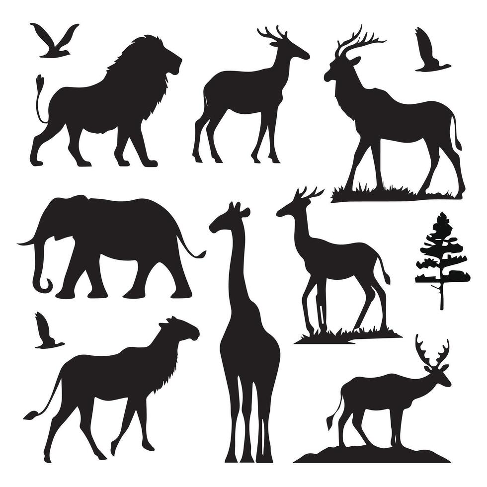 Animals Silhouette in Wildlife - Illustration vector
