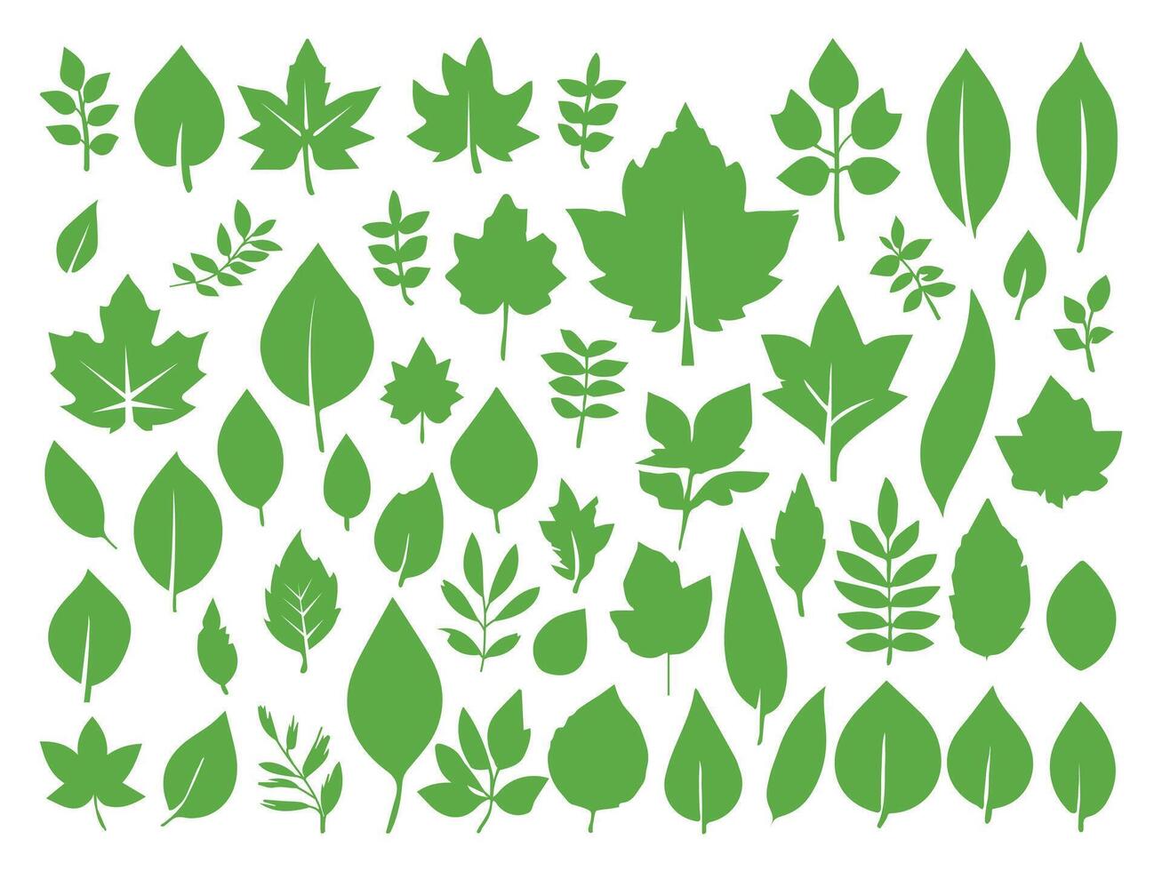 Flat green leaves collection. illustration vector