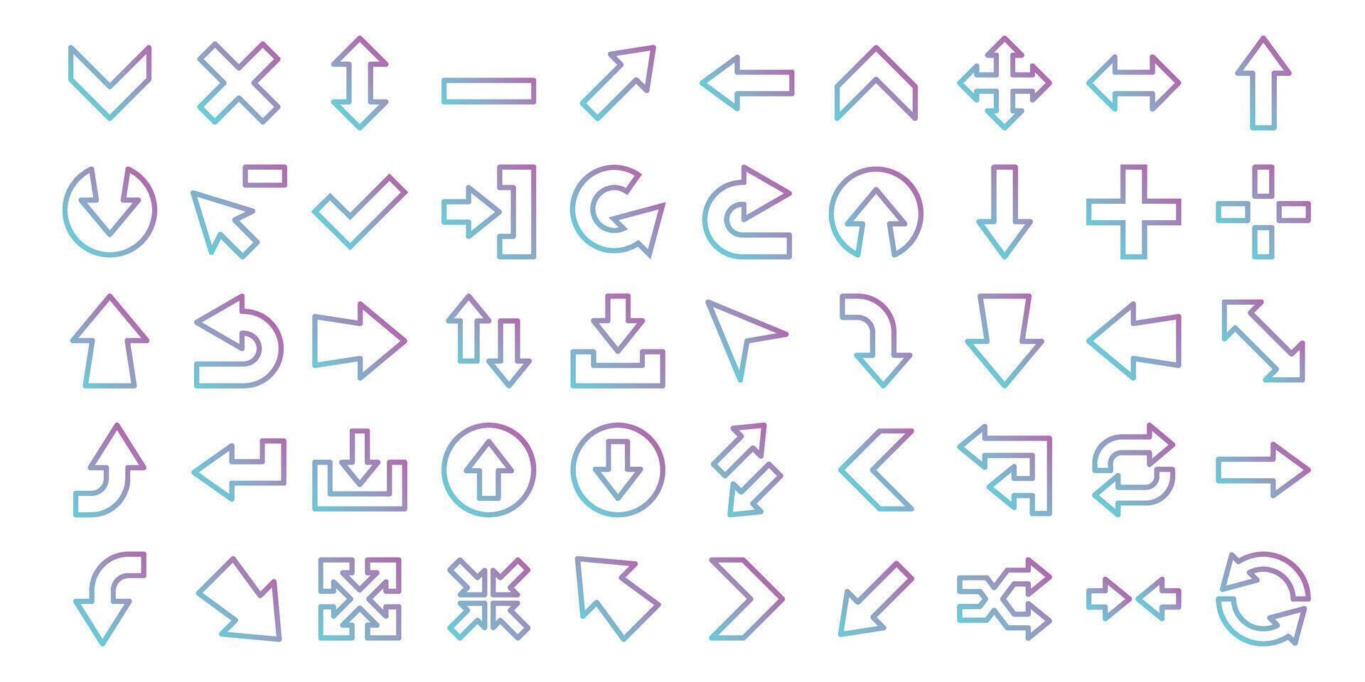 Arrow Pointer Icon Set.Glyph icons style vector