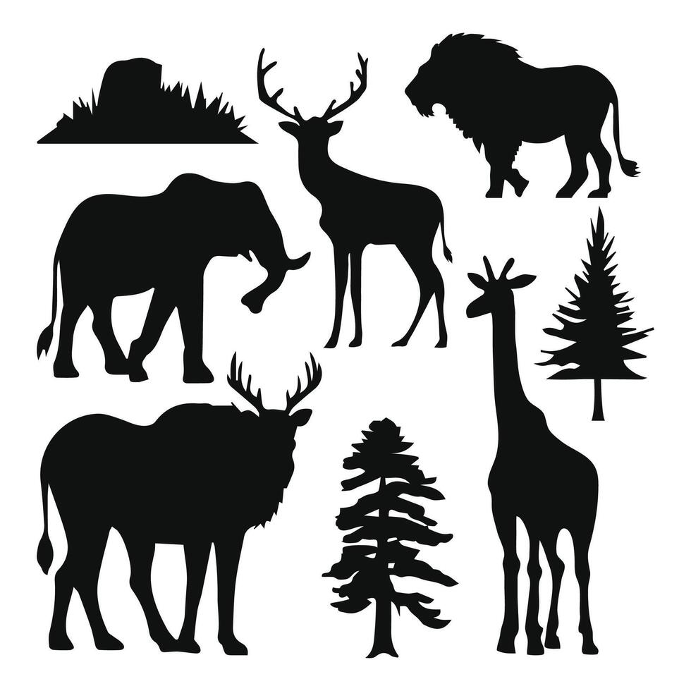 Animals Silhouette in Wildlife - Illustration vector