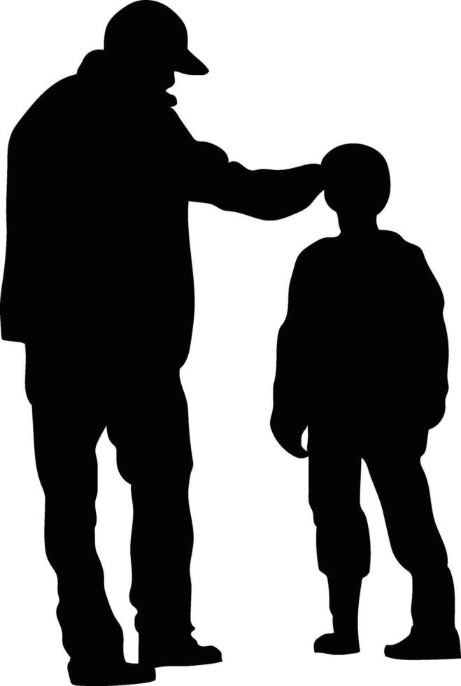 Father and child or dad and baby silhouette vector