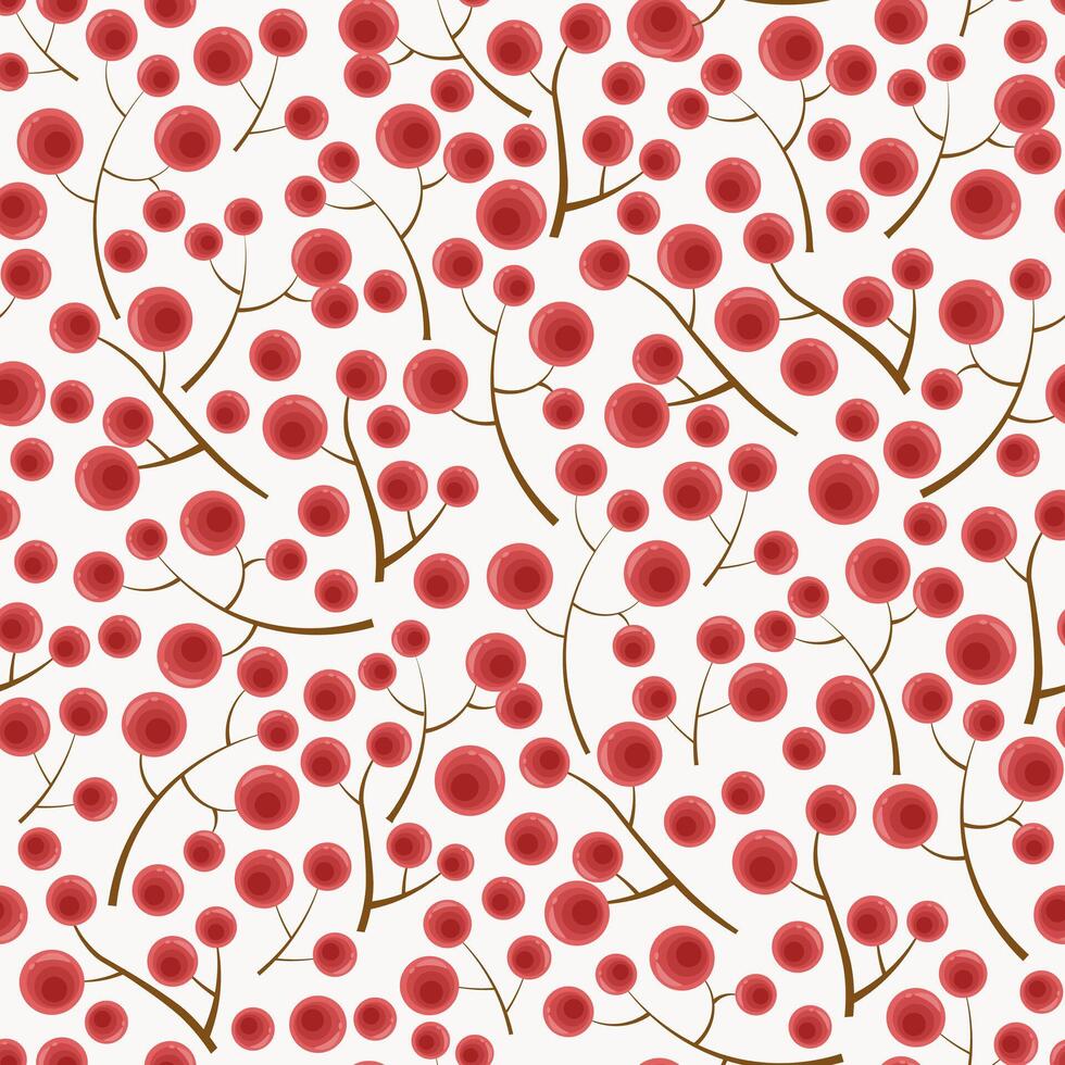 pattern with red berries on a branch vector