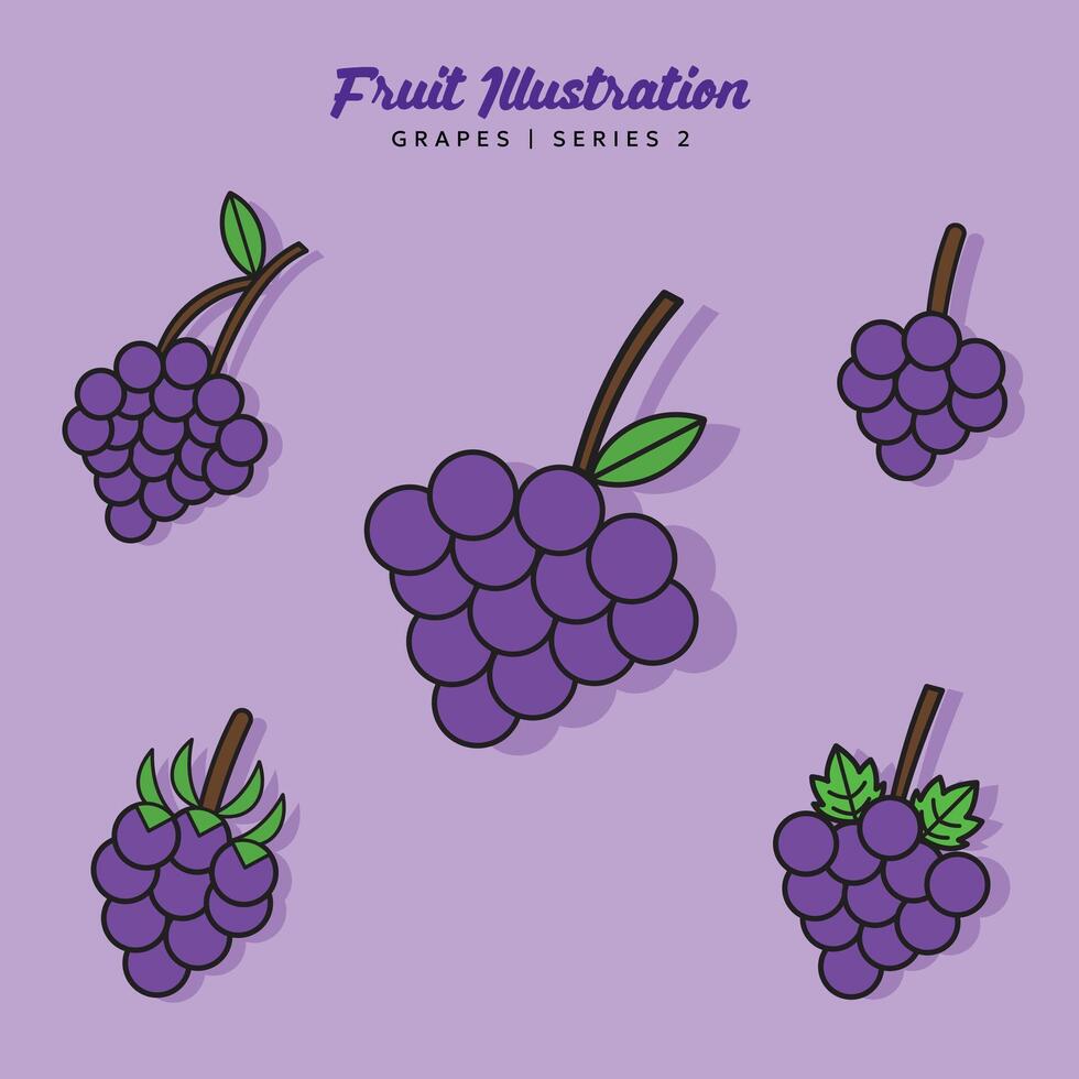 Fruit Illustration Set for Logo and Healthy Symbol Collection Flat Design - Editable EPS Label Illustration vector