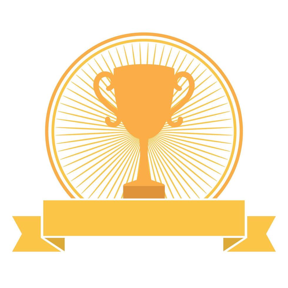 Winner cup with banner and rays vector