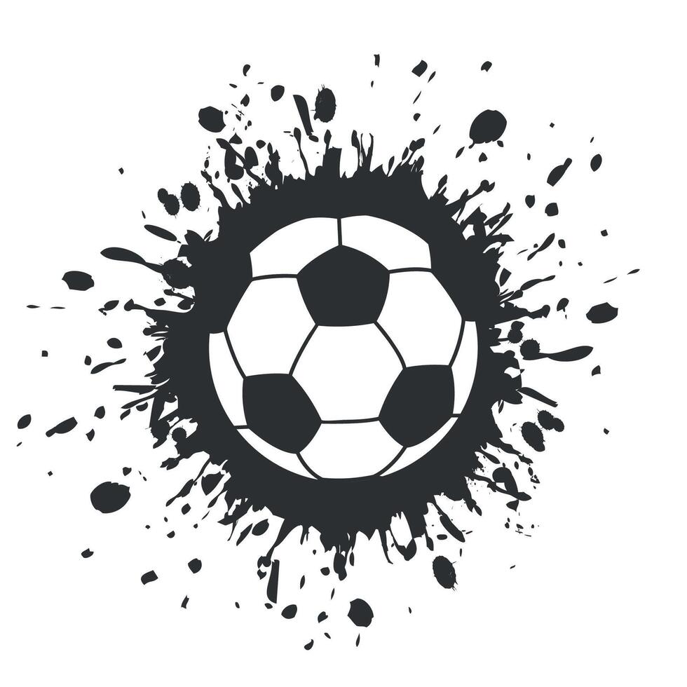 Soccer ball with a black grunge spot vector