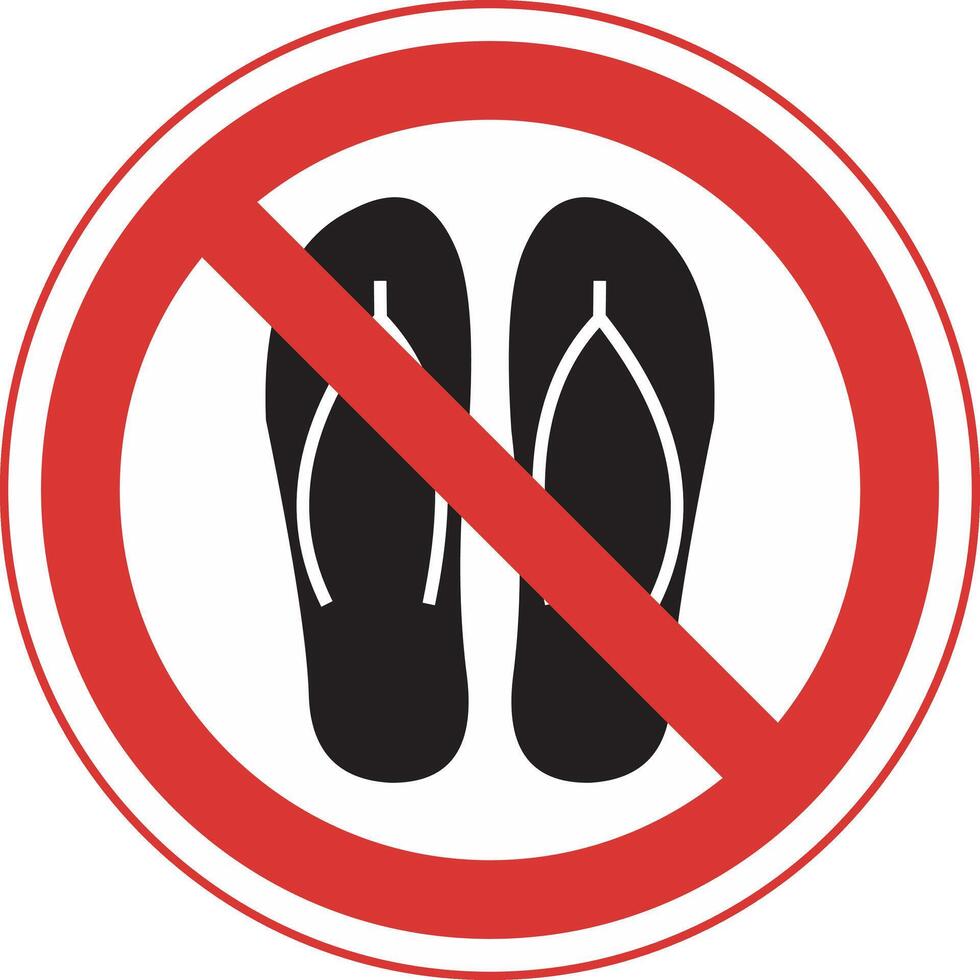 sign prohibiting wearing sandals vector