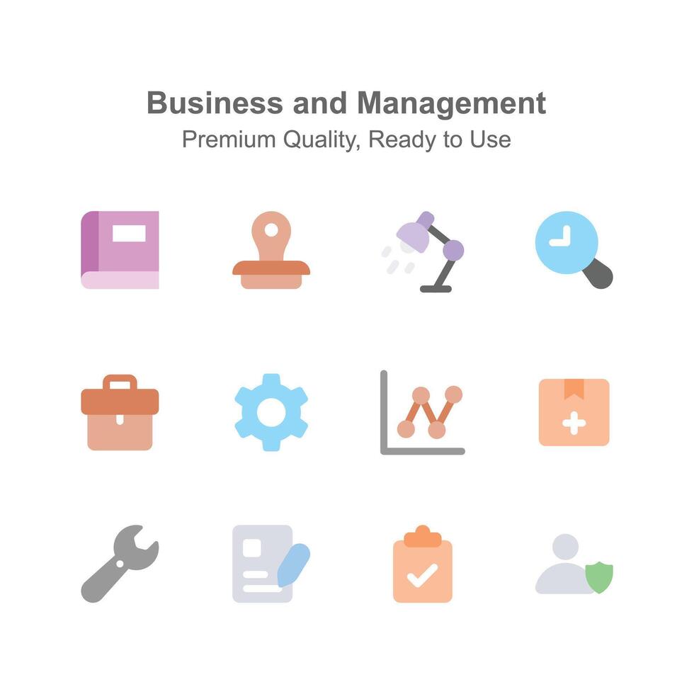 Get your hold on this premium business and management icons vector