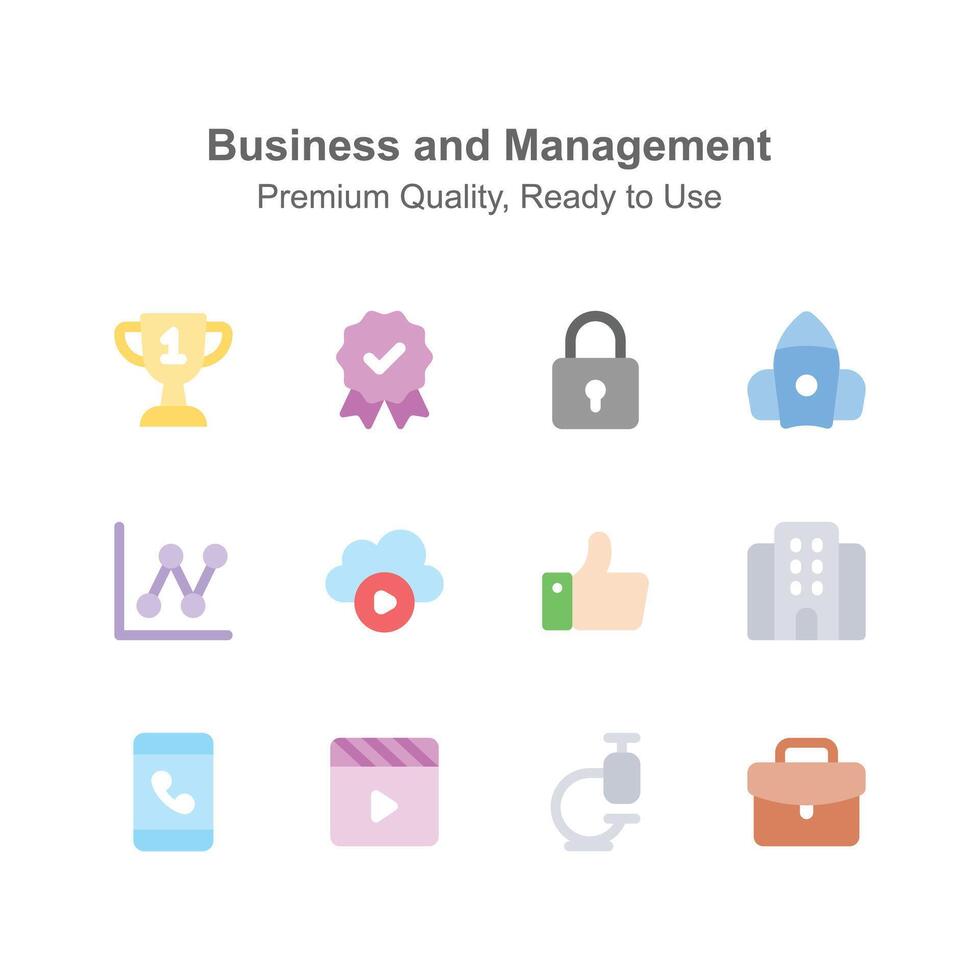 Business and management icons set in trendy design stylee vector