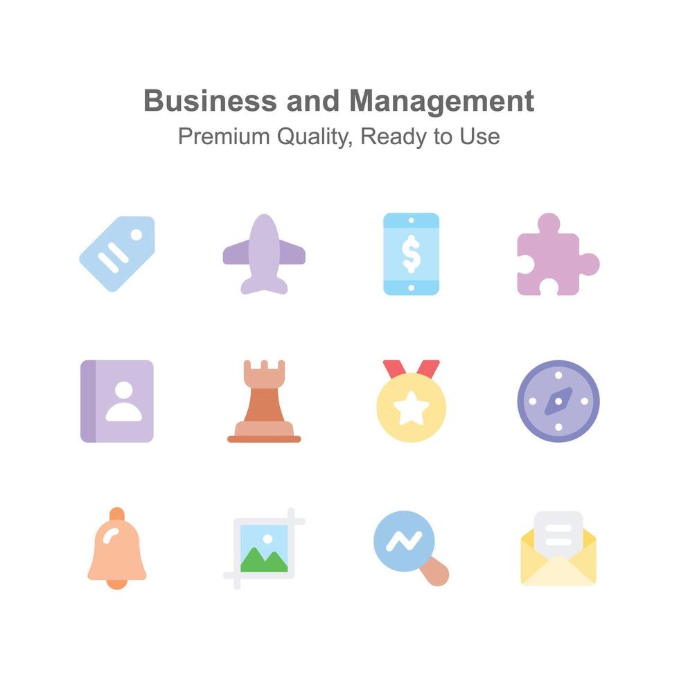 Take a look at this amazing business and management icons set vector