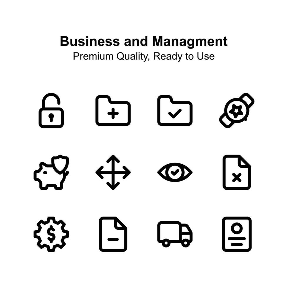 Pixel perfect business and management icons in trendy design style vector