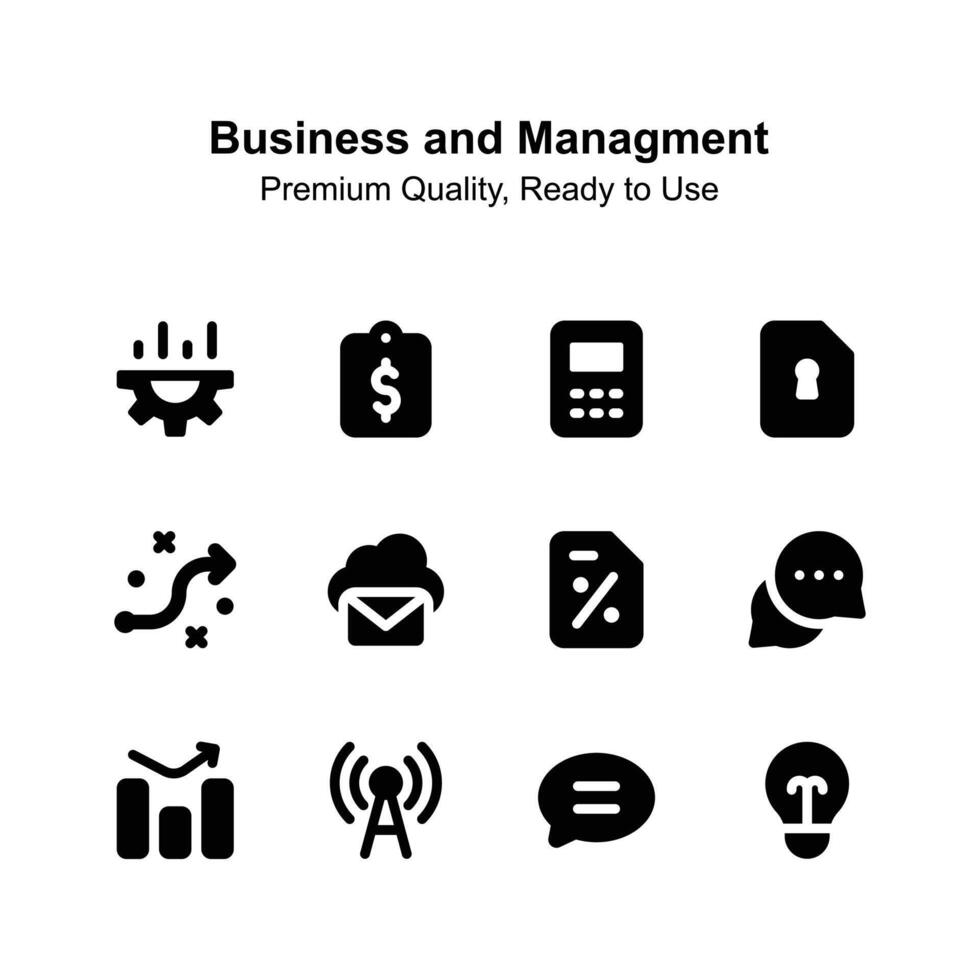 Business and management icons set up for premium use vector