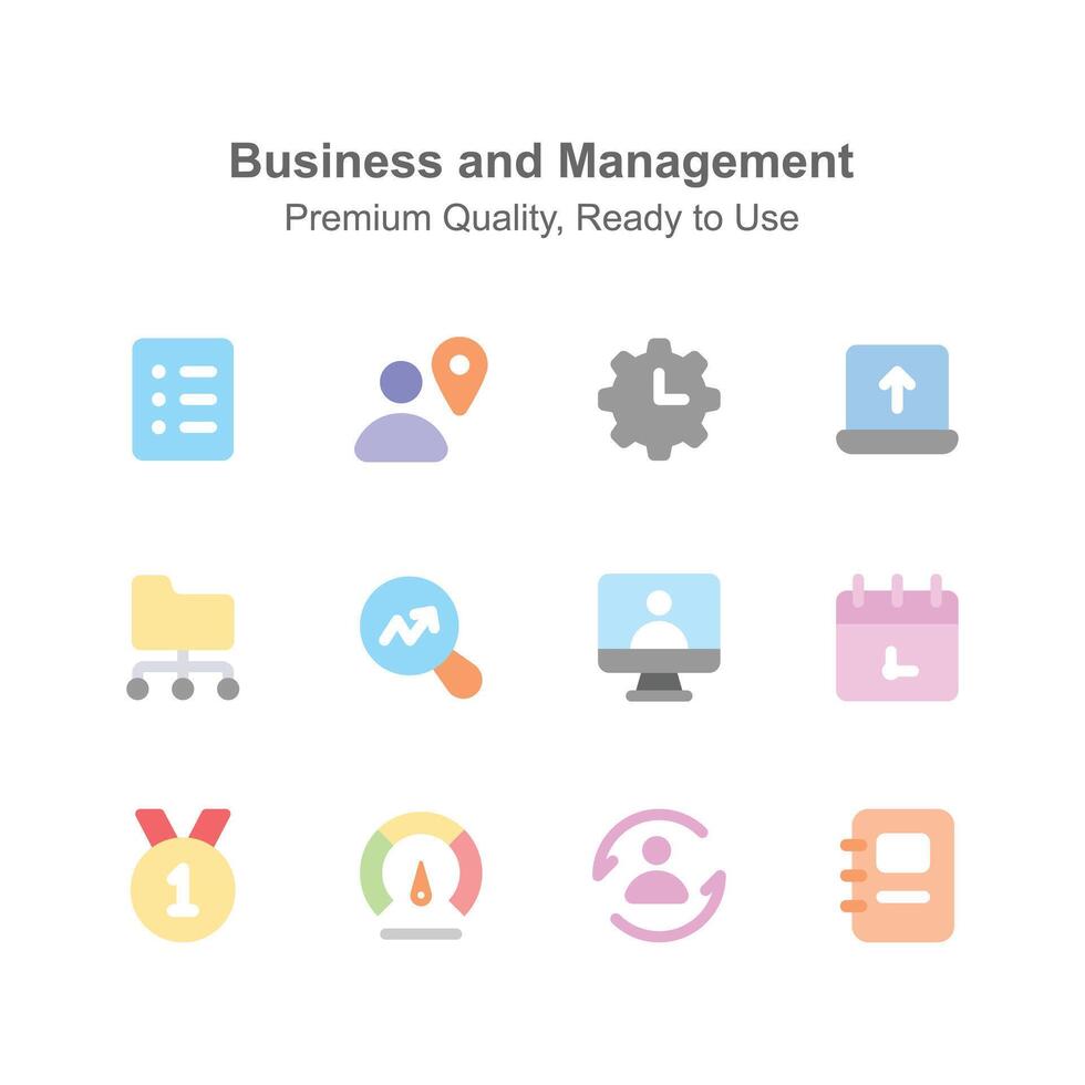 Have a look at creative business and management icons set, easy to use and download vector