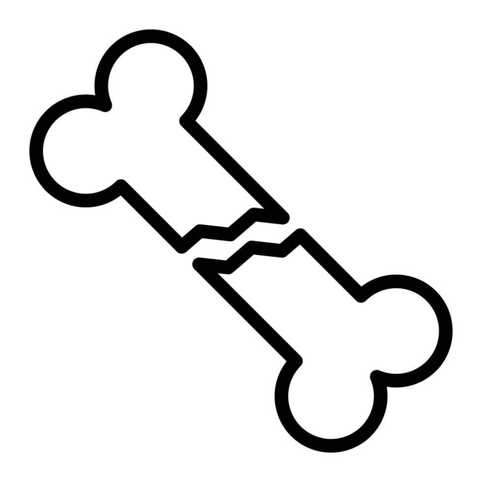 Broken Bone Line Icon Design vector