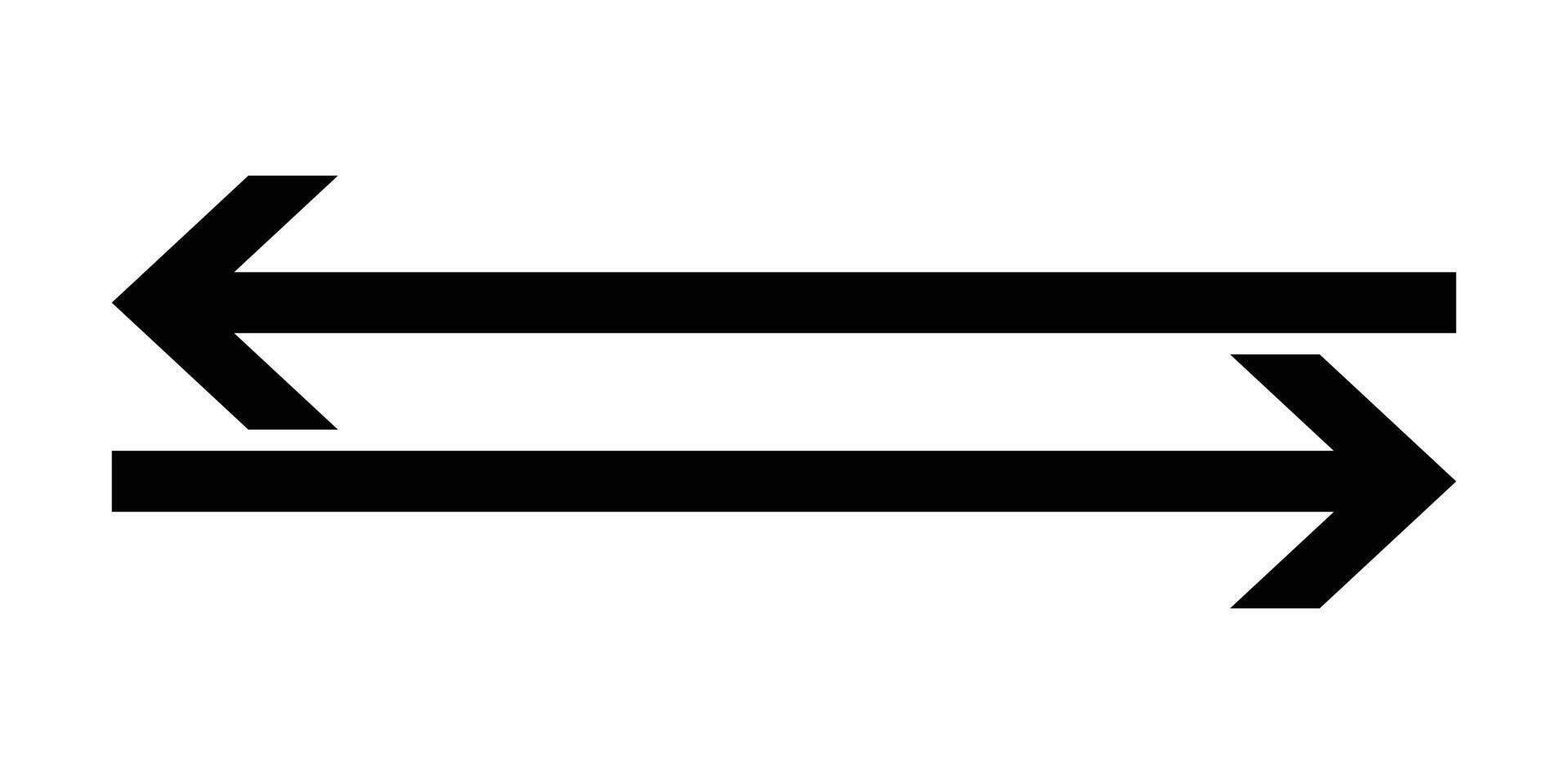 Black Horizontal dual sided long straight arrow signs. Red and orange color arrow symbol collection. vector