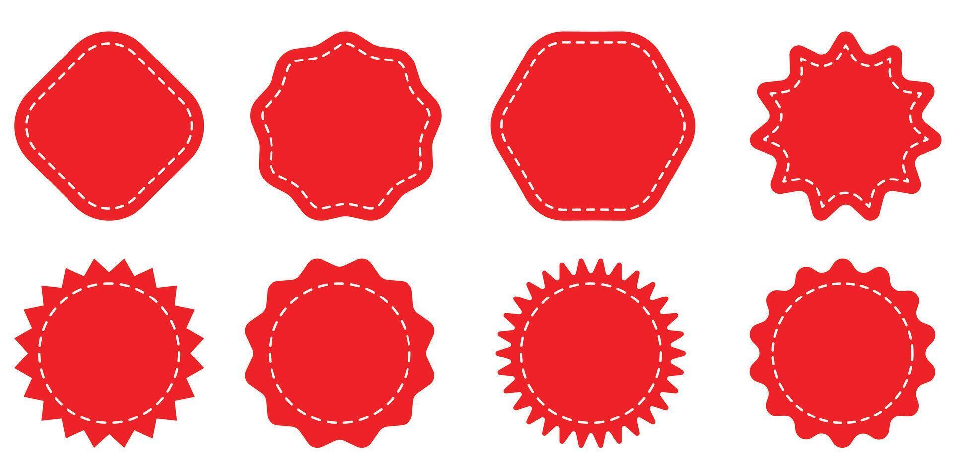 Set of badge icon. Qualification certificate medal. Red color badge symbol collection. vector