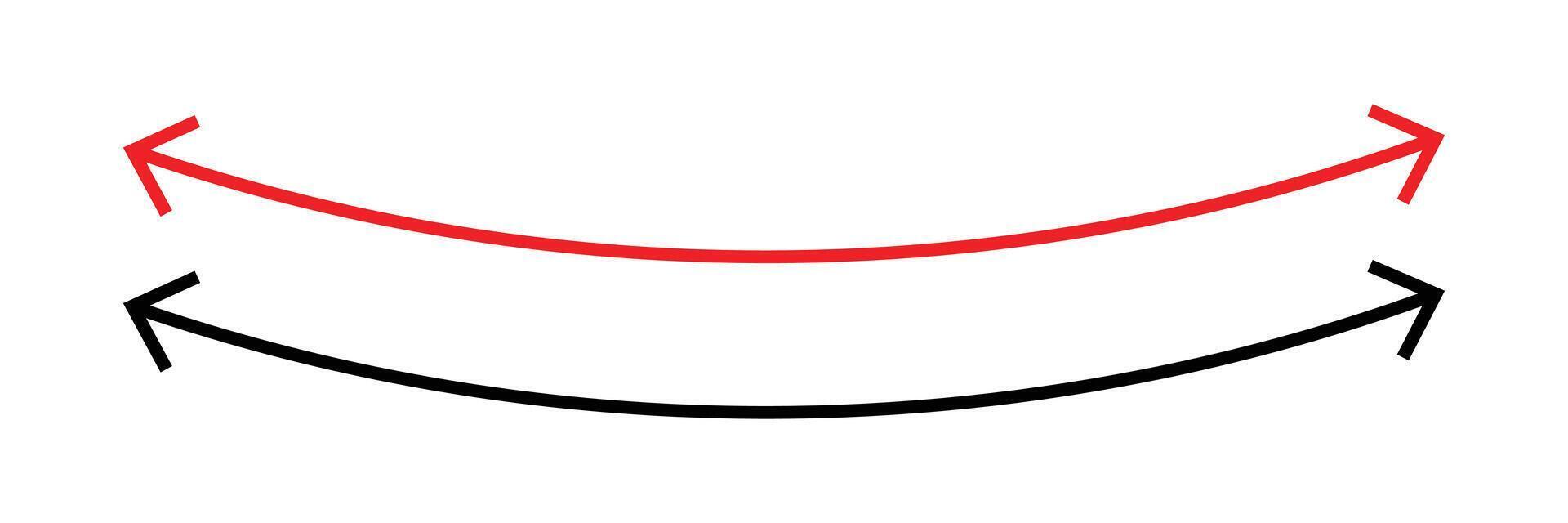Horizontal curve long arrow signs. vector