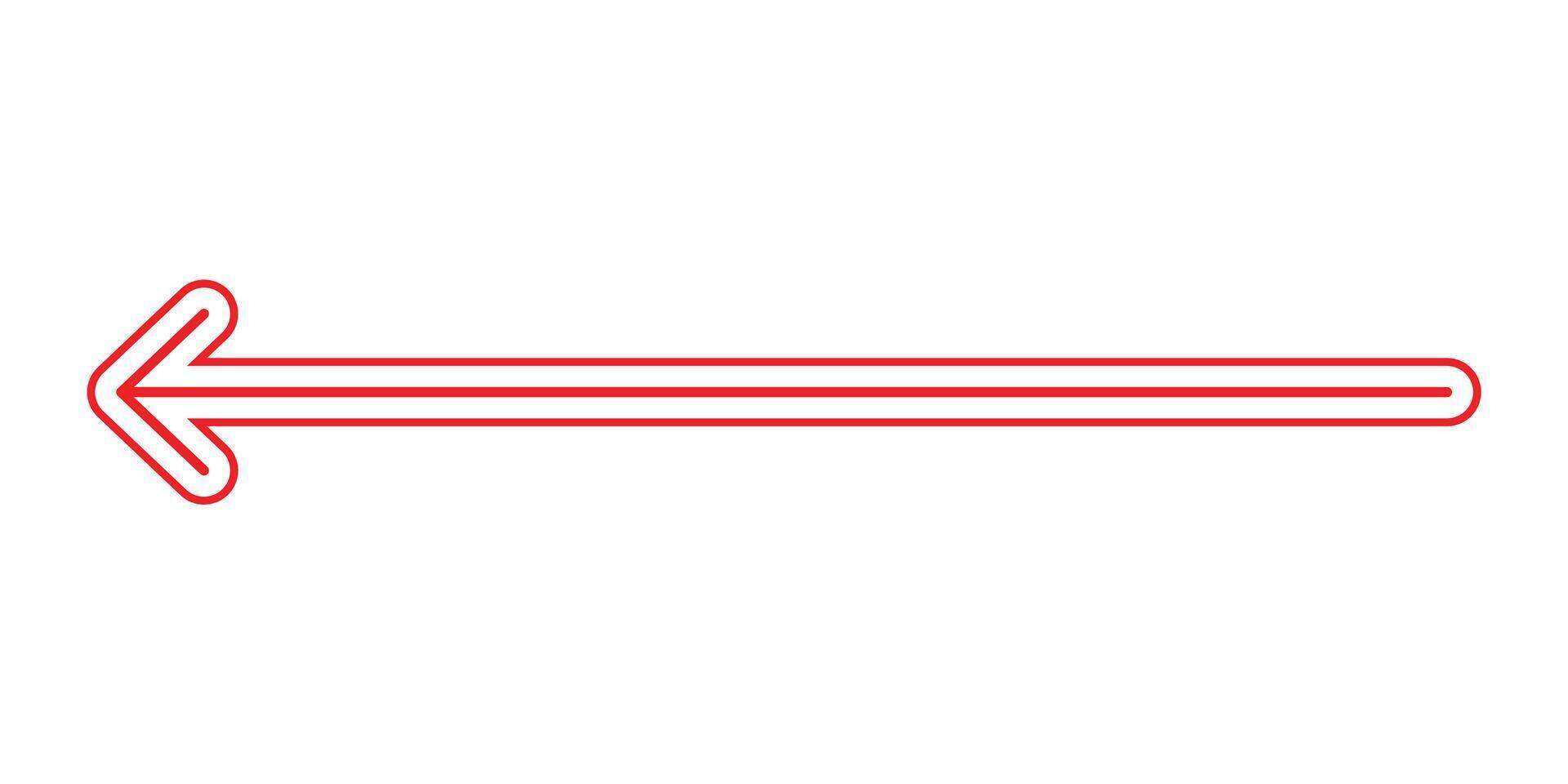 Outline horizontal dual sided long straight arrow signs. vector