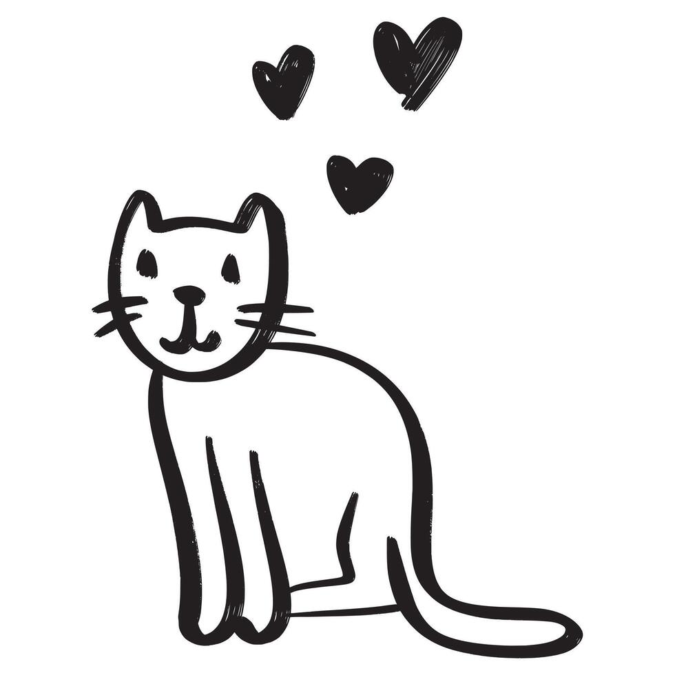 Doodle sketch style of cat cartoon illustration for concept design. vector