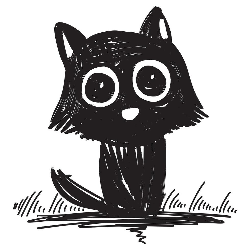 Doodle sketch style of cat cartoon illustration for concept design. vector