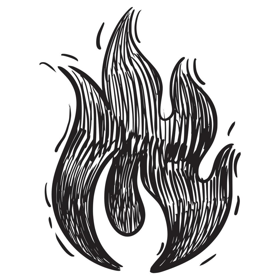 Doodle sketch style of Hand drawn fire illustration. vector
