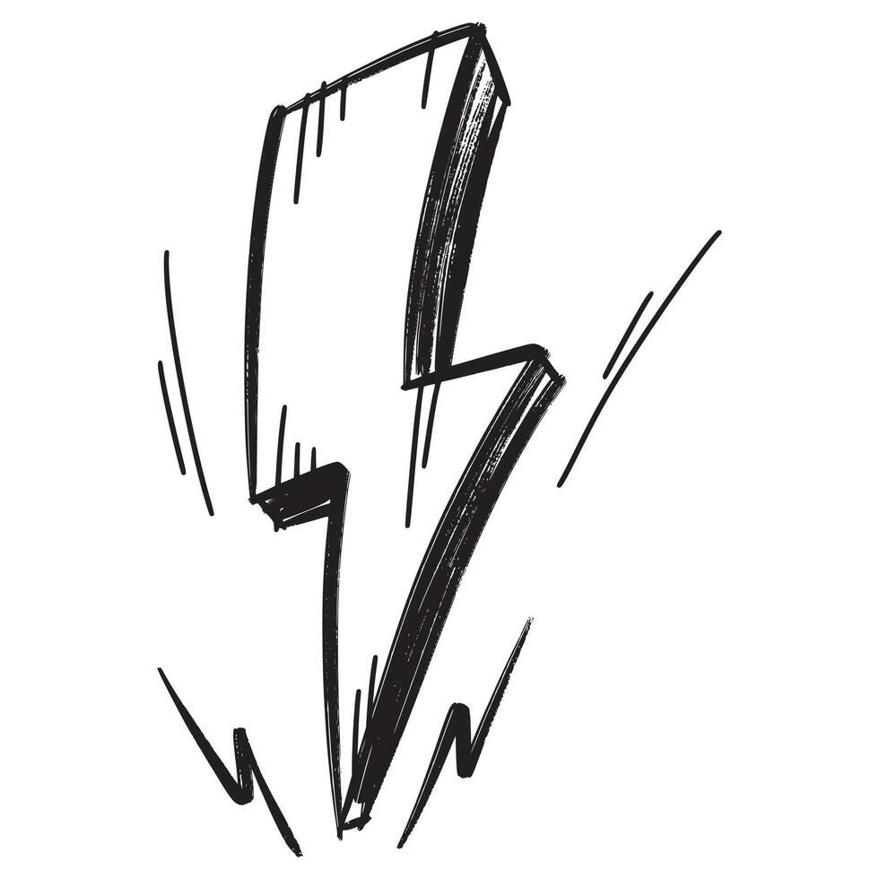Doodle sketch style of electric lightning bolt symbol illustration for concept design. vector