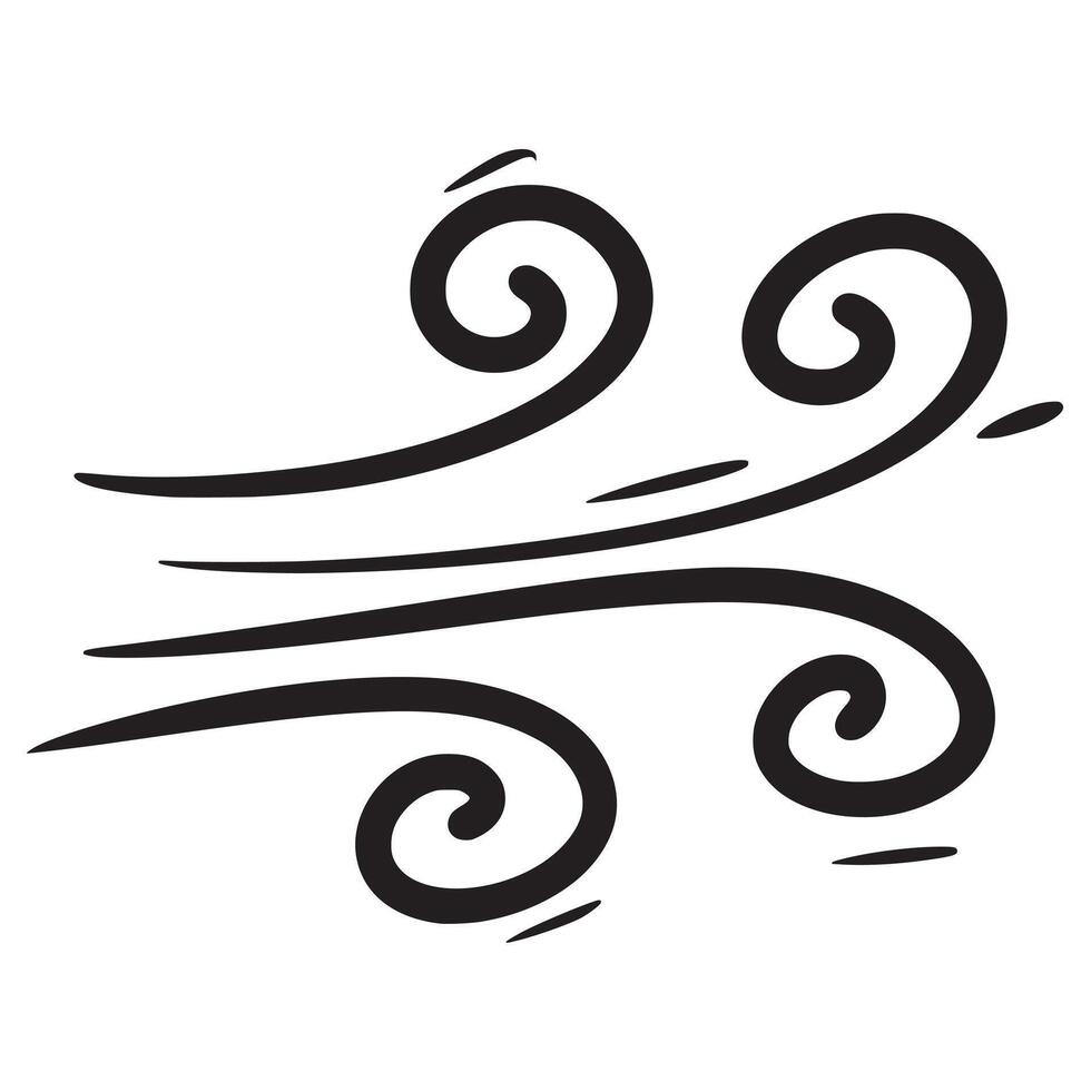 Doodle sketch style of wind gust cartoon hand drawn illustration for concept design. vector