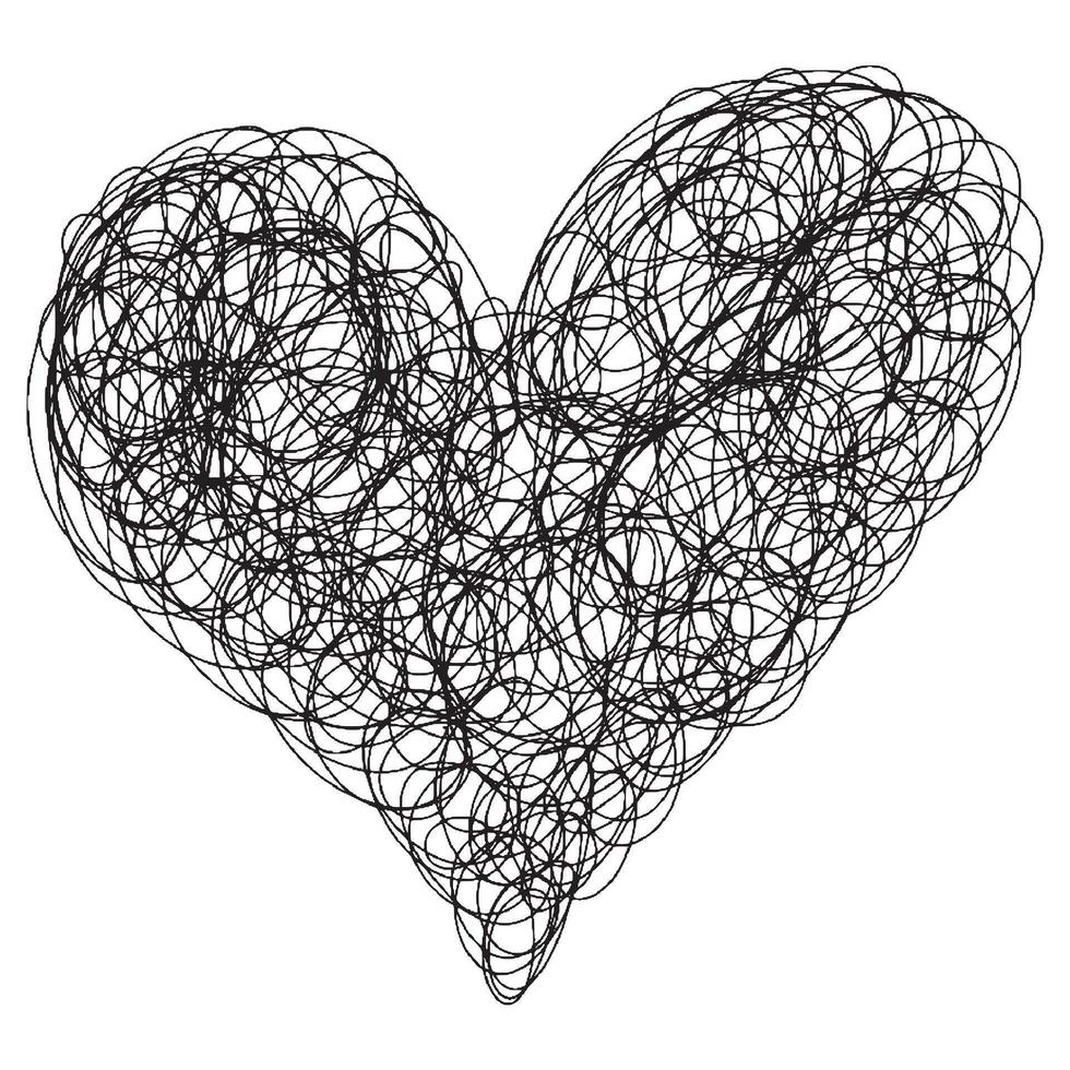 Doodle sketch style of heart cartoon hand drawn illustration for concept design. vector