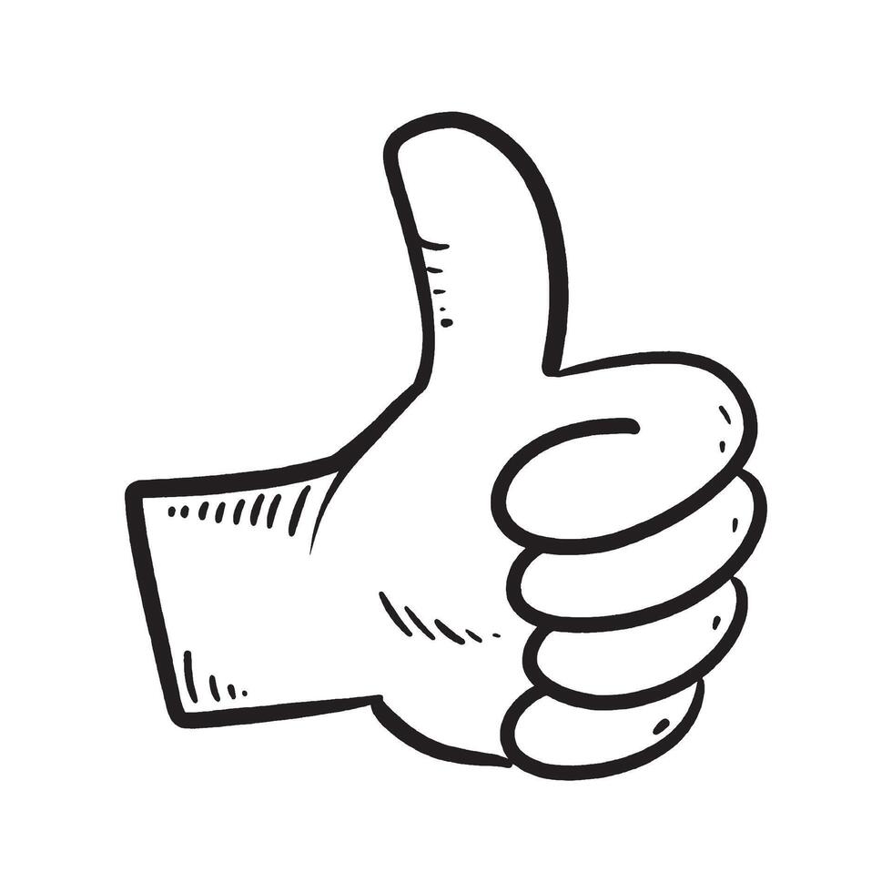 Doodle sketch style of thumb up hand gesture illustration for concept design. vector
