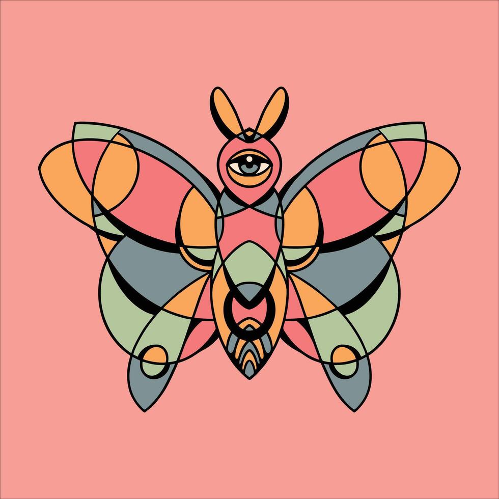 trippy butterfly illustration design vector