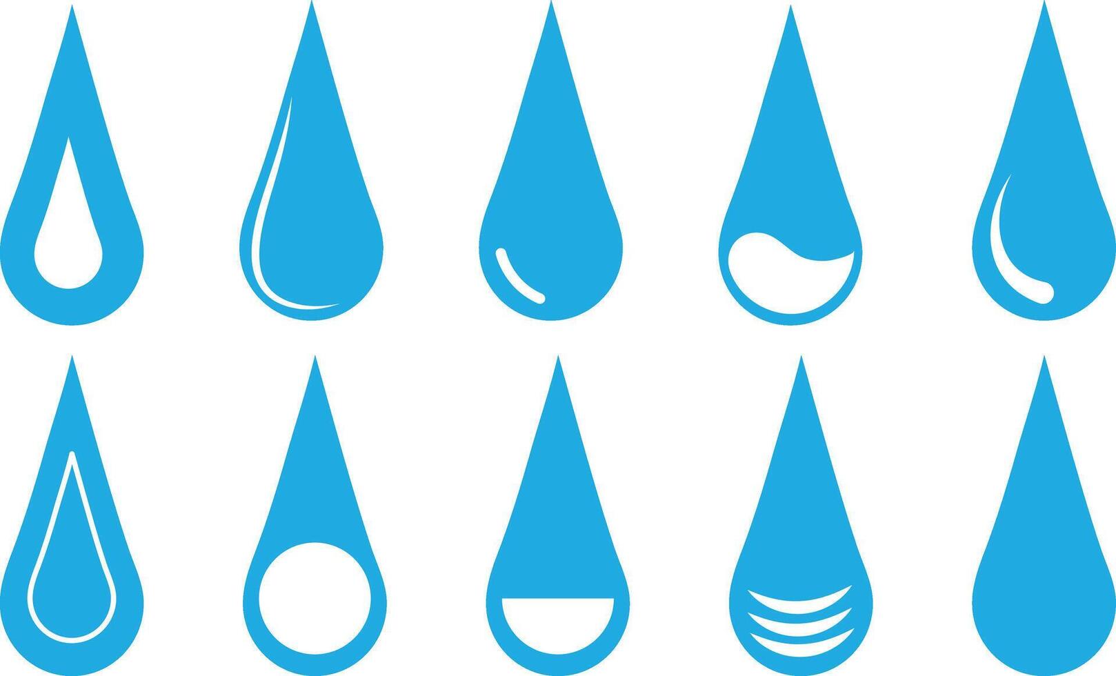Set of blue water drops over white vector