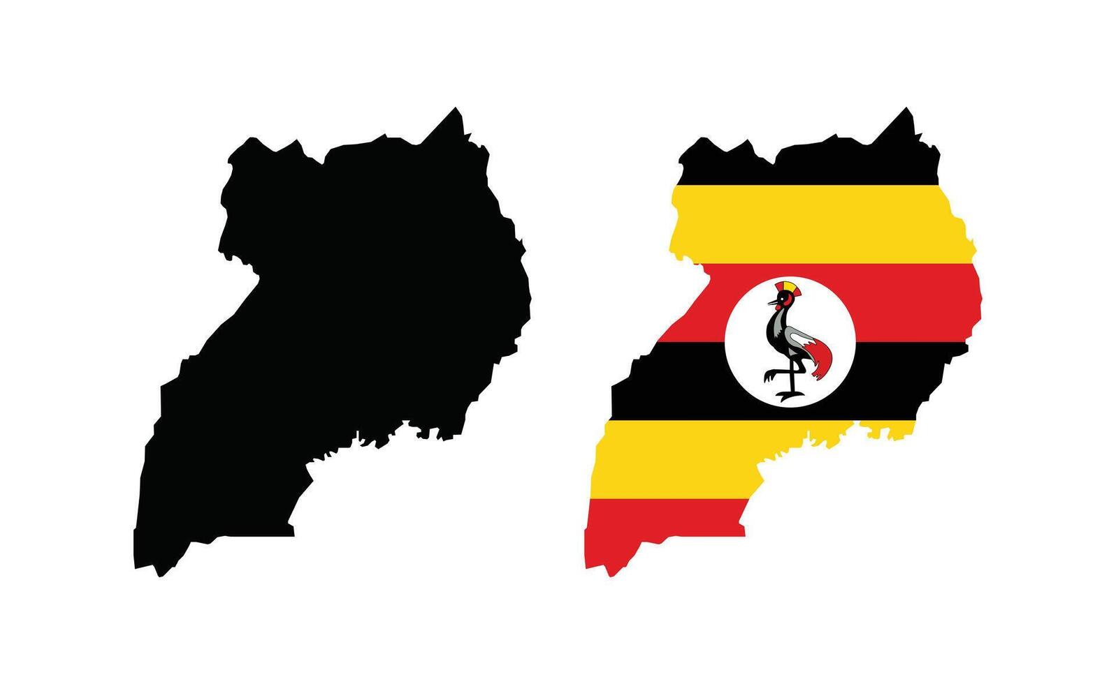 Uganda Map. Map of Uganda with National Flag. vector