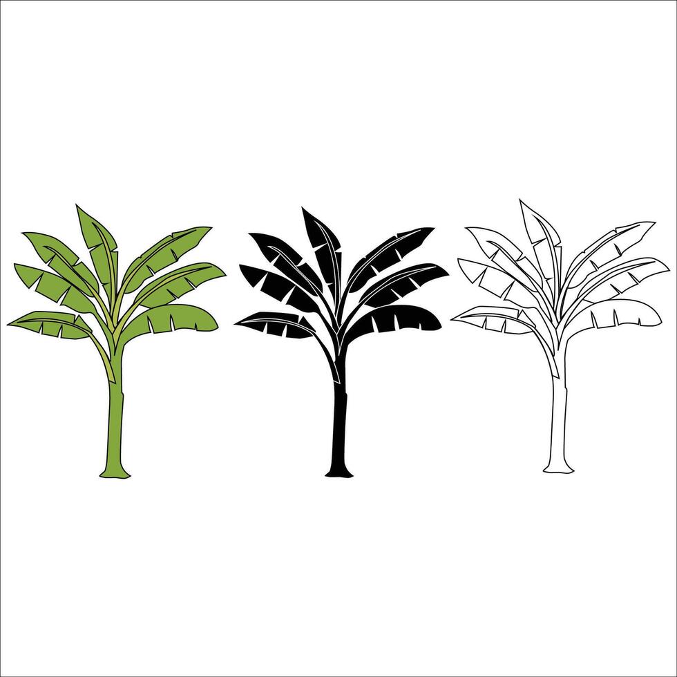 Banana tree silhouette art illustration vector