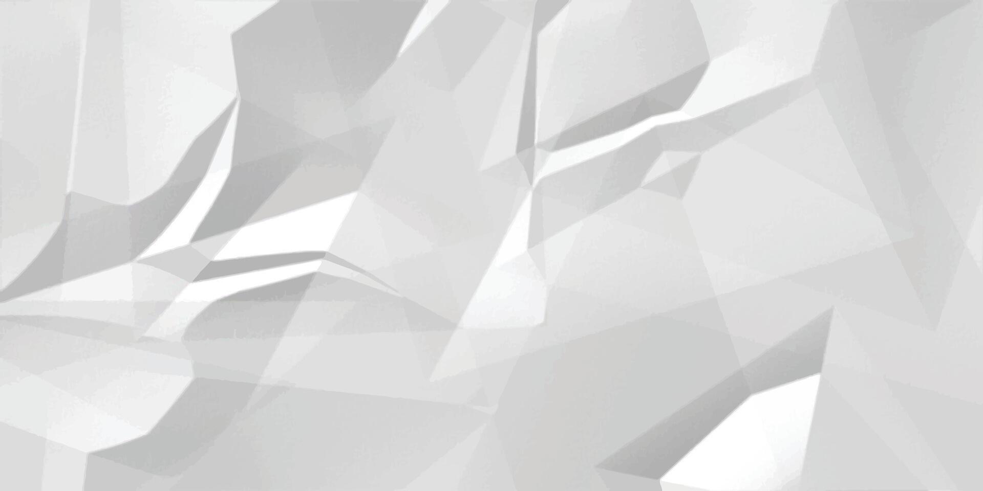 Abstract white crumpled paper texture background, White empty leaf of crumpled paper vector