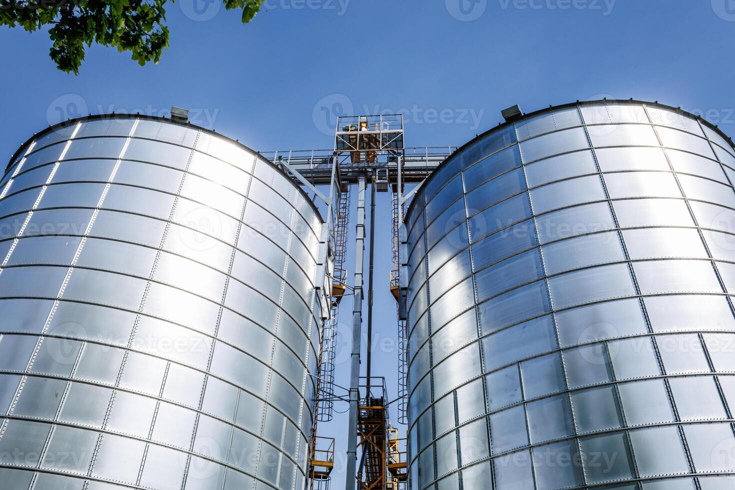 silos granary elevator on agro-industrial complex with seed cleaning and drying line for grain storage photo