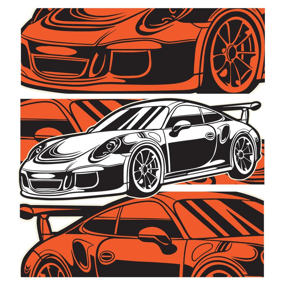 Car Illustration For Conceptual Design. Suitable for posters, stickers, t-shirt prints, and banners vector