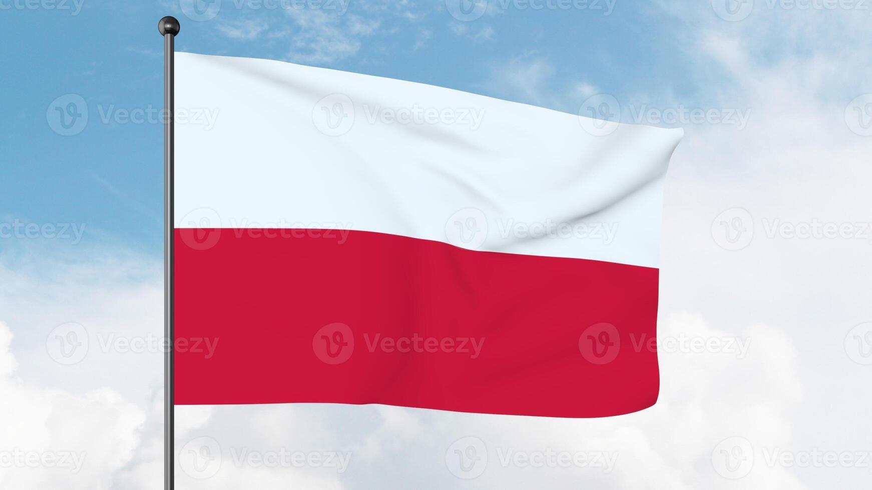 3D Illustration of The national flag of Poland consists of two horizontal stripes of equal width, the upper one white and the lower one red. photo