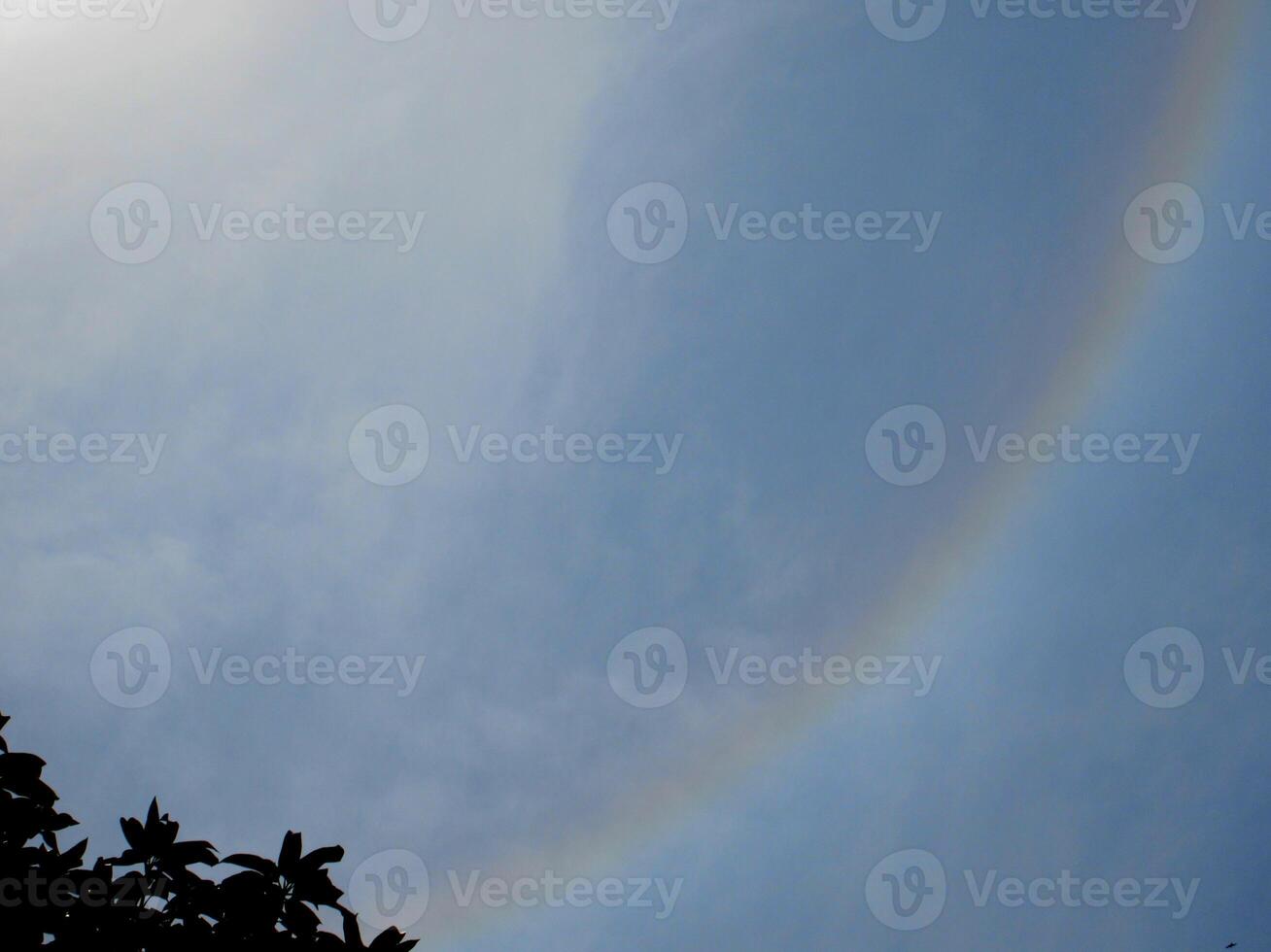A 360-degree rainbow formed around the sun during midday as seen from ground photo