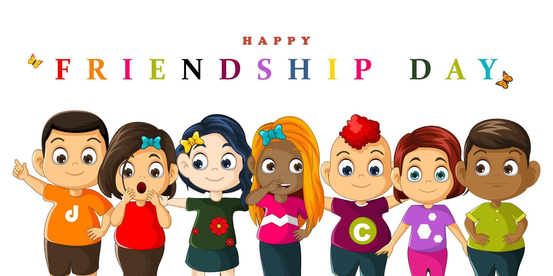 Happy Friendship Day with illustration of happy kids together vector