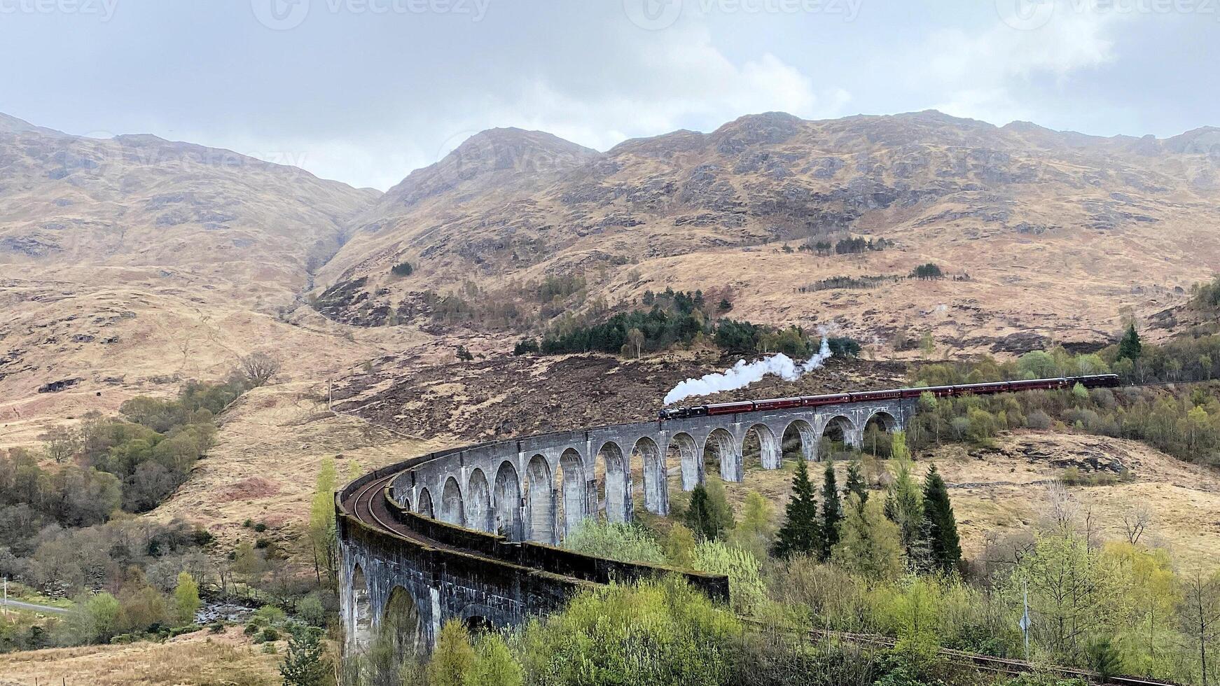 A view of the Glenfinnan Viaduct in Scotland photo