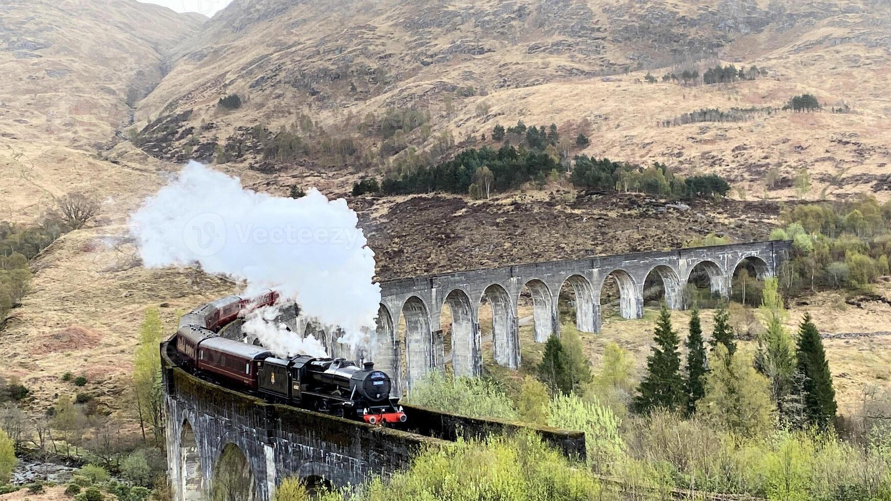A view of the Glenfinnan Viaduct in Scotland photo
